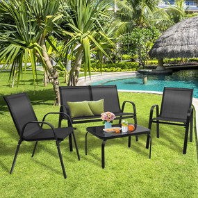Conjunto de Mobiliário de Jardim "Alfheim" - 4 Peças, Cinza