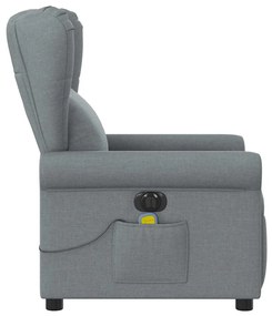 Poltrona de massagens reclinável elétrica tecido cinzento-claro