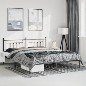 Estrutura de cama com cabeceira 193x203 cm metal preto