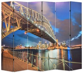 Biombo dobrável estampa da ponte do porto de Sydney 228x170 cm