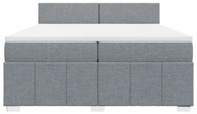 Cama com molas/colchão 200x200 cm tecido cinza-claro