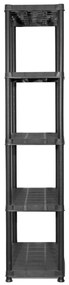Unidade com 5 prateleiras 71x38x170 cm plástico preto