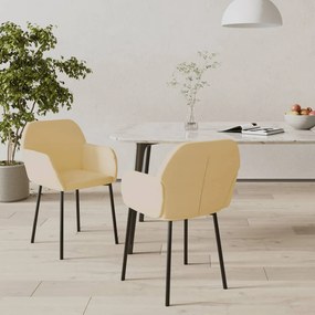 Cadeiras de jantar 2 pcs veludo cor creme