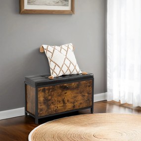 Banco sapateira 80 x 30 x 51 cm (C x L x A) castanho vintage-preto