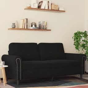 Sofá de 2 lugares veludo 140 cm preto