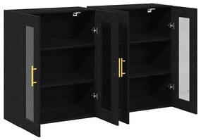 Armários Suspensos 2 peças Carvalho Preto 69,5 x 34 x 90 cm em Madeira