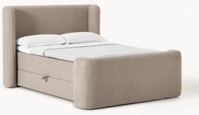 Cama boxspring em bouclé com arrumação Perla