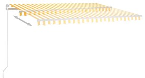 Toldo retrátil manual com LED 400x300 cm amarelo e branco
