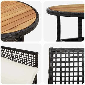 Conjunto de Jantar de Jardim de 5 Peças em Rattan Sintético Preto