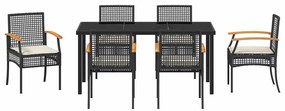 Conjunto de Jantar de Jardim da com 7 Peças e Almofadas em Rattan Sint