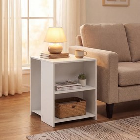 Mesa Auxiliar, 40 x 40 x 50 cm, Arrumação de Dupla Face, Branco
