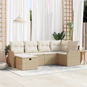 vidaXL Conjunto de Sofá de Jardim 6 pcs bege e creme Rattan Sintético