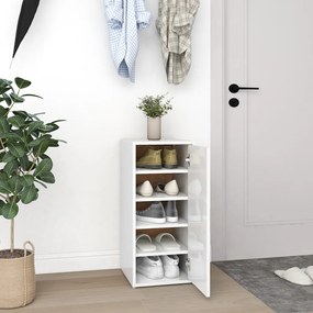 vidaXL Armário p/ sapatos derivados de madeira branco brilhante