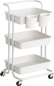 Carro multifuncional, cozinha, casa de banho, escritório 3 níveis 41,6 x 33,5 x 86,3 cm Branco