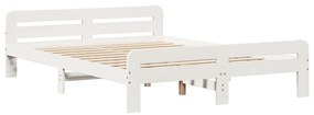 Cama sem colchão 150x200 cm madeira de pinho maciça branco