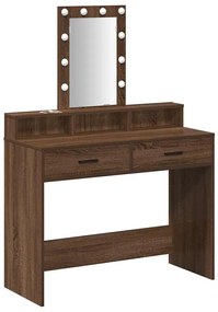 mesa de maquilhagem vidaXL com luzes LED Carvalho Castanho 100x41x140
