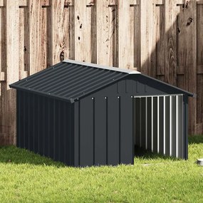 171541 vidaXL Casota para cães 116,5x153x81,5 cm aço galvanizado antracite