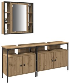 Conjunto de Mesa de Maquilhagem de 3 Peças em Madeira de Carvalho Arti