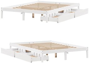Cama sem colchão 135x190 cm madeira de pinho maciça branco