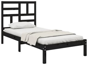 Estrutura cama pequena solteiro 75x190 cm madeira maciça preto