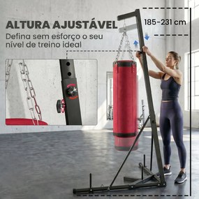 Suporte para Saco de Boxe de Pé em Aço, Altura Ajustável 175–220 cm e 185–231 cm, Base Pesada e Saco de Lona