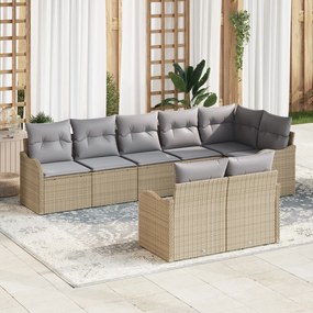 Conjunto de Sofá de Jardim vidaXL de 8 Peças com Almofadas Bege em Rattan Poli