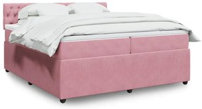 vidaXL Cama com molas/colchão 200x200 cm veludo rosa