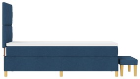 Cama Box Spring com Colchão e Banco Azul 80x200 cm Tecido
