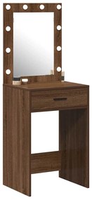 Mesa de Maquiagem vidaXL com Luzes LED Castanho Carvalho 50x41x135 cm