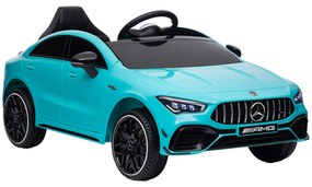 AIYAPLAY Carro Elétrico para Crianças Carro Mercedes AMG CLA 45 com Bateria 12V Faróis LED Buzina e Música 110x61x45 cm Azul Turquesa