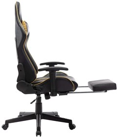 Cadeira gaming c/ apoio de pés couro artificial preto/dourado