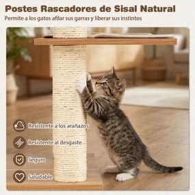 Arranhador para Gatos, 48 x 44 x 148 cm, 7 Níveis, Natural + Branco