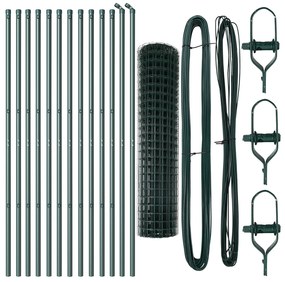 Cerca Euro com 13 postes 1,2x25 m Aço galvanizado Verde