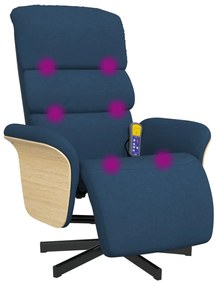 Cadeira de massagens reclinável c/ apoio de pés tecido azul