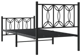 Estrutura de cama com cabeceira e pés 90x190 cm metal preto