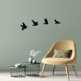 Acessório Decorativo de Parede Pigeons – Preto – 18x20 cm, 15x16 cm, 1