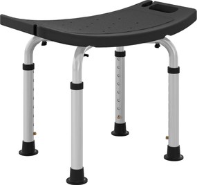 HOMCOM Banco de Duche com Altura Ajustável em 8 Posições com Base de Borracha Antiderrapante 50x36x39,5-56,5 cm Preto | Aosom Portugal