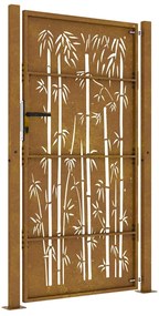 Portão de jardim 105x205 cm aço corten design bambu