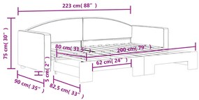 Sofá-cama com gavetão 80x200 cm tecido cinzento-claro