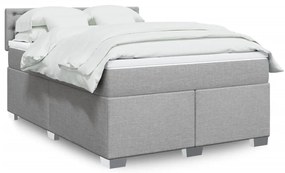 vidaXL Cama com molas/colchão 140x190 cm tecido cinzento-claro