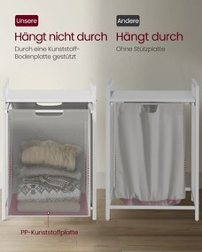 Cesto para roupa suja 65 L,  50,1 x 33,1 x 72,1 cm com prateleira em tecido Oxford cinzento