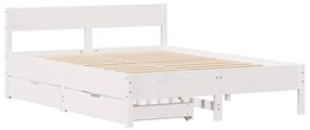 Cama sem colchão 140x190 cm madeira de pinho maciça branco