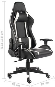 Cadeira de gaming giratória PVC branco