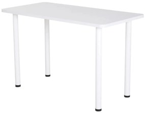 HOMCOM Mesa de Cozinha Retangular com Pés de Aço e Almofadas Ajustáveis 120x60x76cm Branco