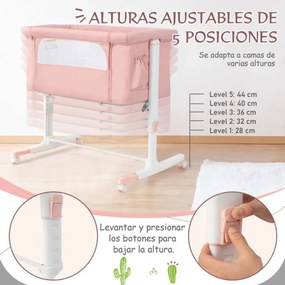 Berço infantil 3 em 1 com colchão 5 alturas ajustável 10° de inclinação 10° de bolsa lateral Berço de transporte portátil para bebés 86 x 63 x 81 cm R