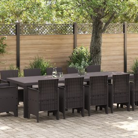 Conjunto de Jantar de Jardim de 13 Peças com Almofadas em Vime Sintéti