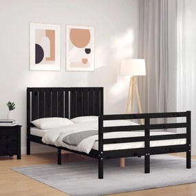 Estrutura de cama de casal c/ cabeceira madeira maciça preto