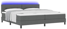 Cama Box com Colchão e LED cinza escuro 200x200 cm em tecido