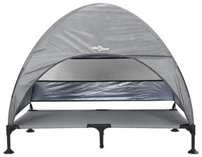 Cama Elevada para Cães com Teto Removível Cinzento Claro XL Aço