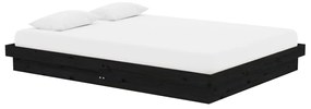Estrutura de cama 140x190 cm madeira maciça preto